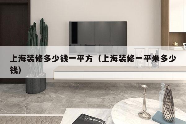 上海装修多少钱一平方(上海装修一平米多少钱)