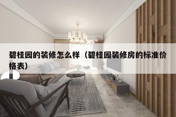 碧桂园的装修怎么样（碧桂园装修房的标准价格表）