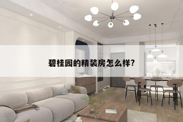 碧桂园的精装房怎么样?